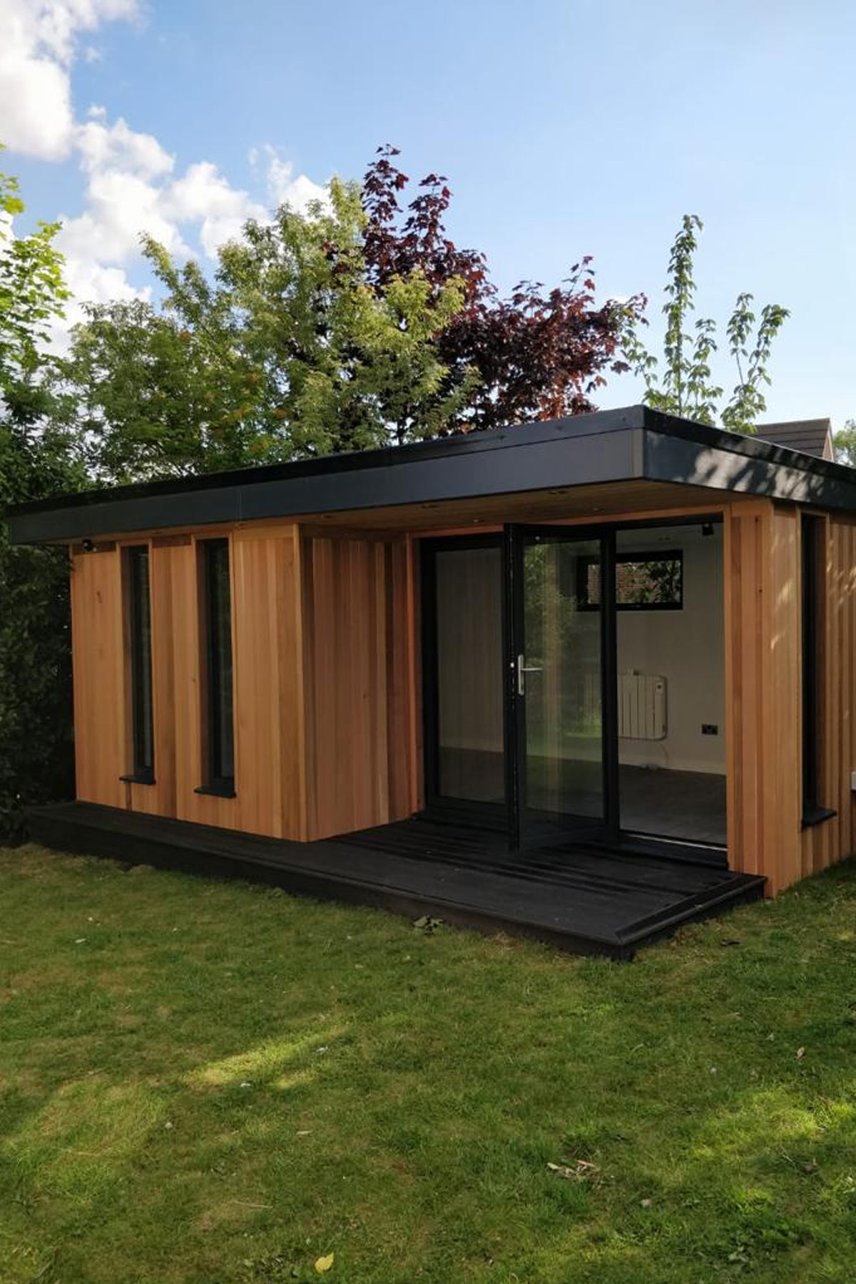 Garden room arranged as a private wellness space
